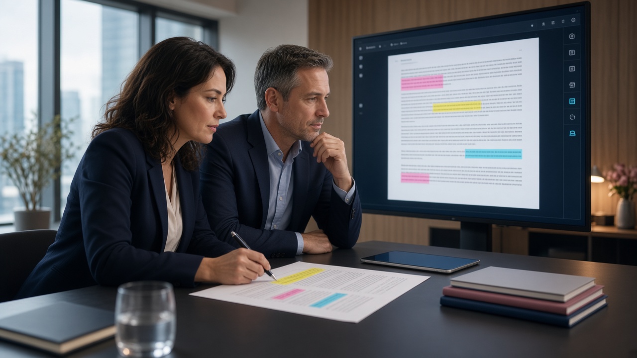 Juristes utilisant un assistant pour accélérer la revue de contrats