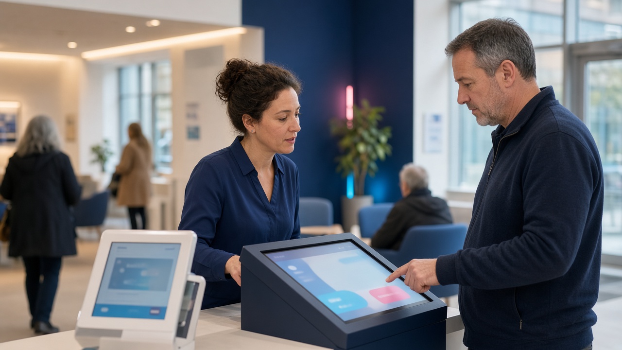 Agente du service public accompagnant un usager sur une démarche numérique