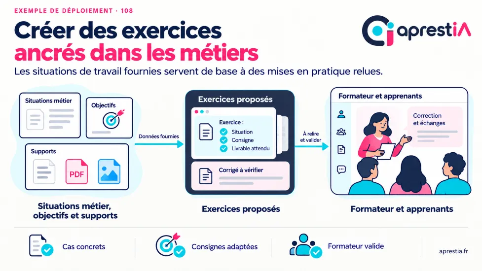 Schéma du processus : créer des exercices ancrés dans les métiers.