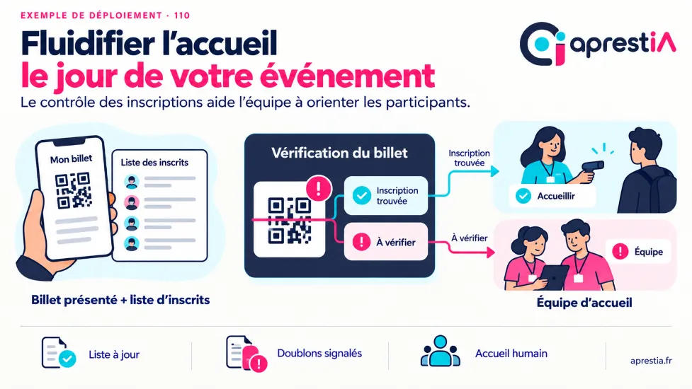 Schéma du processus : fluidifier l’accueil le jour de votre événement.