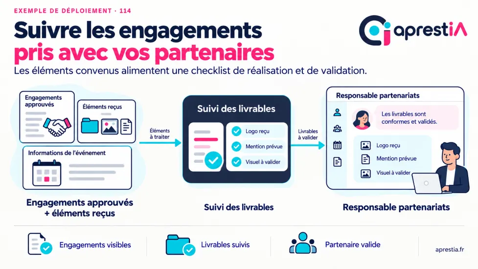 Schéma du processus : suivre les engagements pris avec vos partenaires.