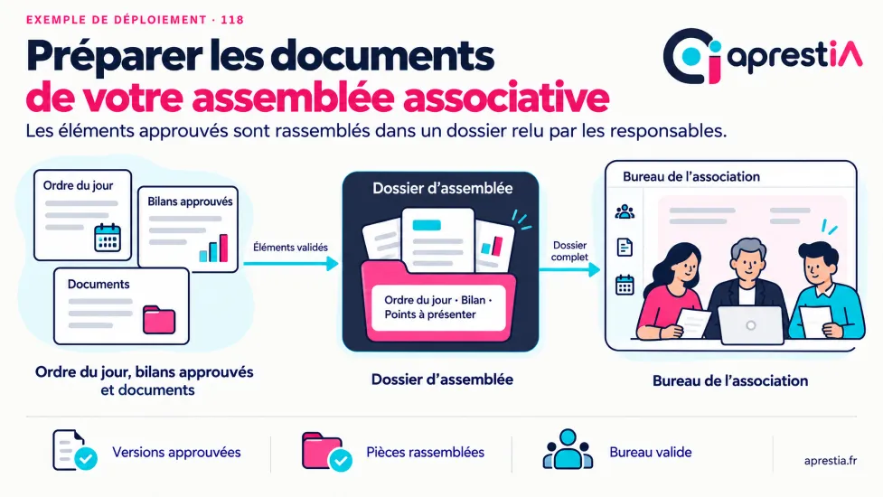 Schéma du processus : préparer les documents de votre assemblée associative.
