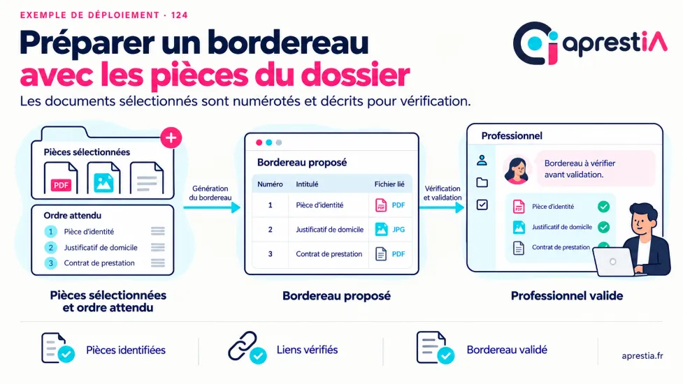Schéma du processus : préparer un bordereau avec les pièces du dossier.