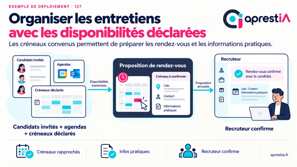 Schéma du processus : organiser les entretiens avec les disponibilités déclarées.
