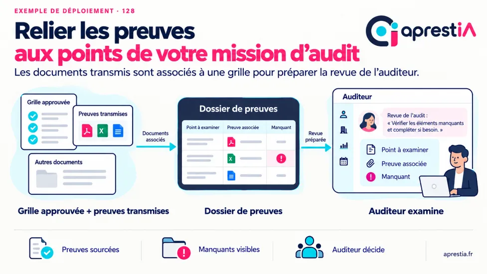 Schéma du processus : relier les preuves aux points de votre mission d’audit.