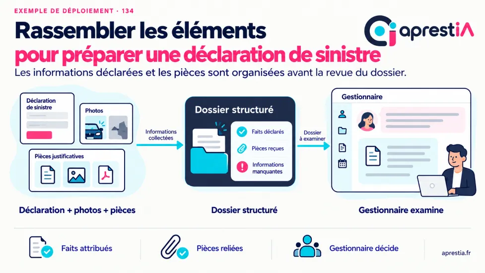 Schéma du processus : rassembler les éléments pour préparer une déclaration de sinistre.