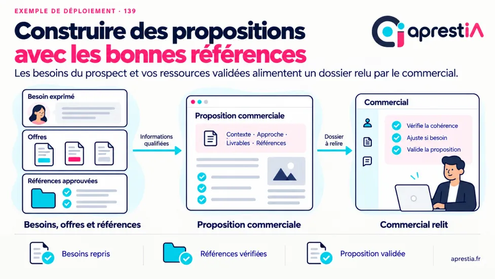 Schéma du processus : construire des propositions avec les bonnes références.