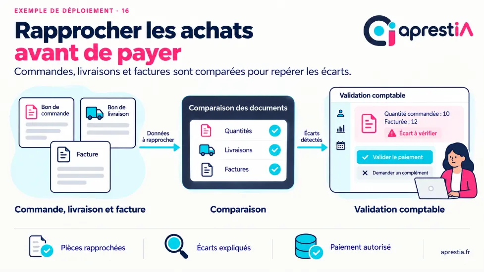 Schéma du processus : rapprocher les achats avant de payer.