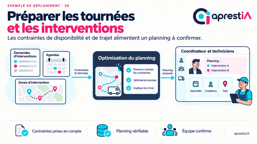 Schéma du processus : préparer les tournées et les interventions.