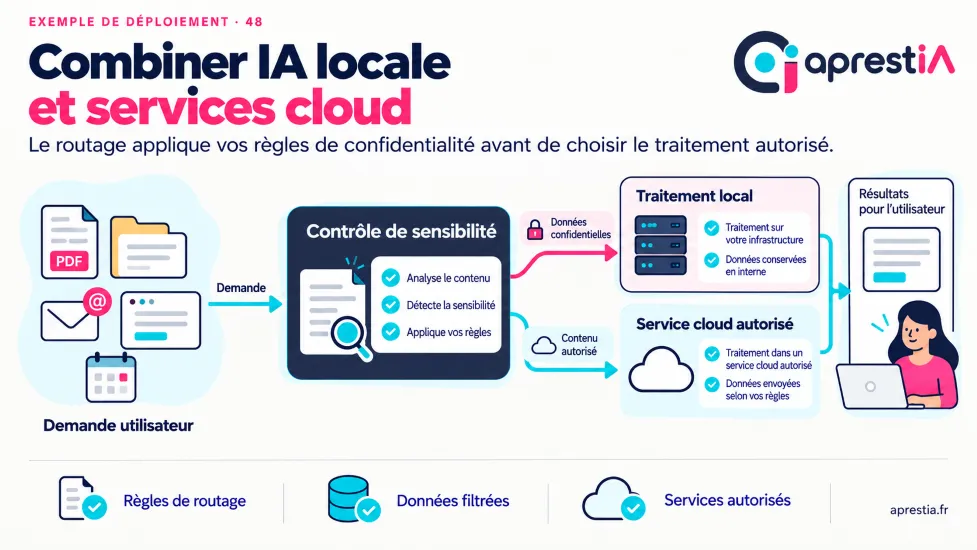 Schéma du processus : combiner IA locale et services cloud.