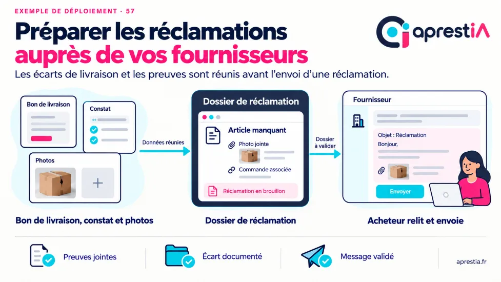 Schéma du processus : préparer les réclamations auprès de vos fournisseurs.