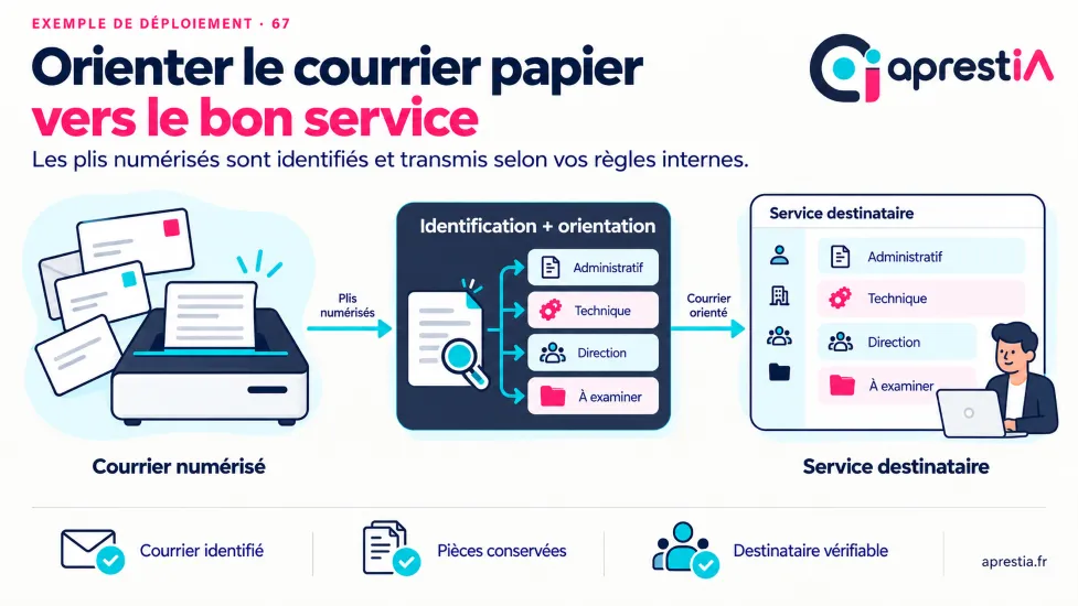 Schéma du processus : orienter le courrier papier vers le bon service.