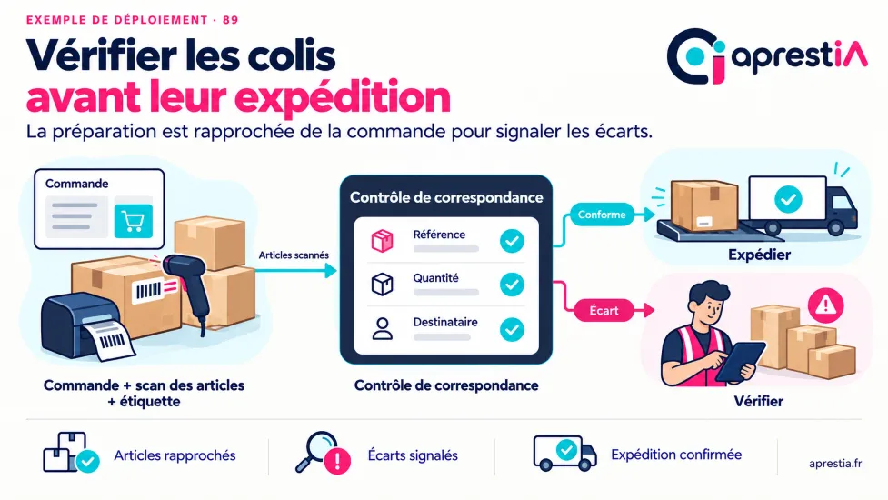 Schéma du processus : vérifier les colis avant leur expédition.