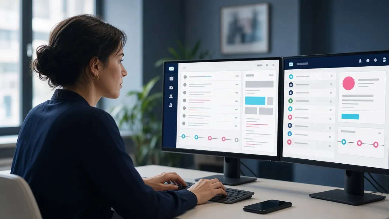 Smartphone affichant une conversation de messagerie professionnelle